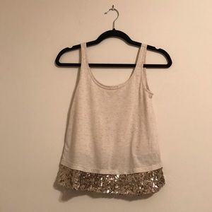 🍁Cream and gold glitter tank top, size XS by Mudd